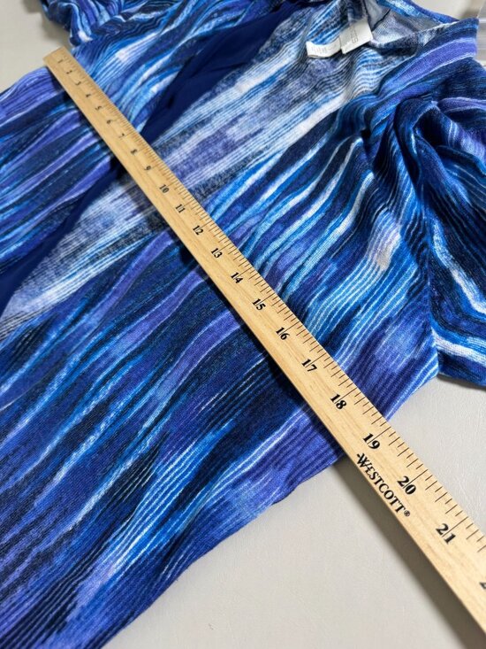 Chicos 1 Linen Blend Open Front Cardigan Size Medium Lightweight Knit Abstract - Picture 6 of 12